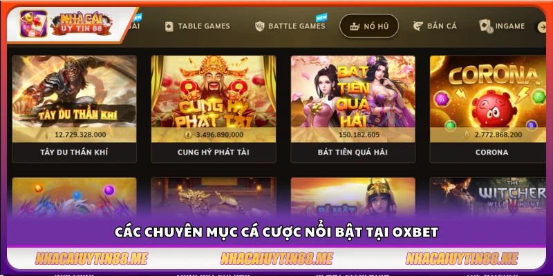 Danh sách trò chơi được ưa chuộng tại OX Bet